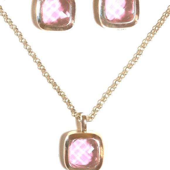 Pink Rhinestone Crystal Pendant Jewelry Set, Pink Jewelry Set, Pink Accessories - Picture 4 of 6
